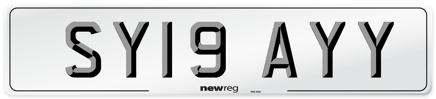SY19 AYY Number Plate from New Reg